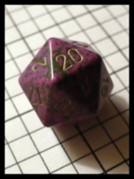 Dice : Dice - 20D - Chessex Purple and Green Speckled Opaque with Bronze Numerals - Ebay Aug 2010